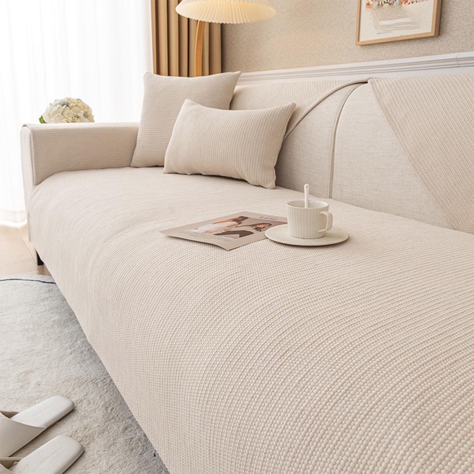 Housse de canapé en tissage coton-lin premium 110x240