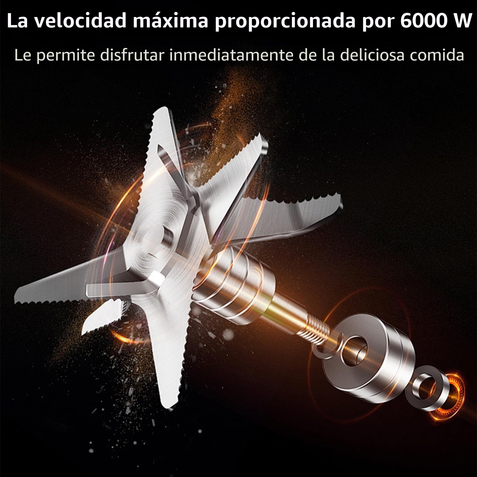 Batidora Multifunción 2-En-1 de 6000W, licuadora Smoothie Profesional de 2L+0,5L, Ergonómica, 2700RPM, 8 Cuchillas de Acero Inoxidable, 9 Ajustes de Velocidad, para Smoothies, Batidos, Alimentos