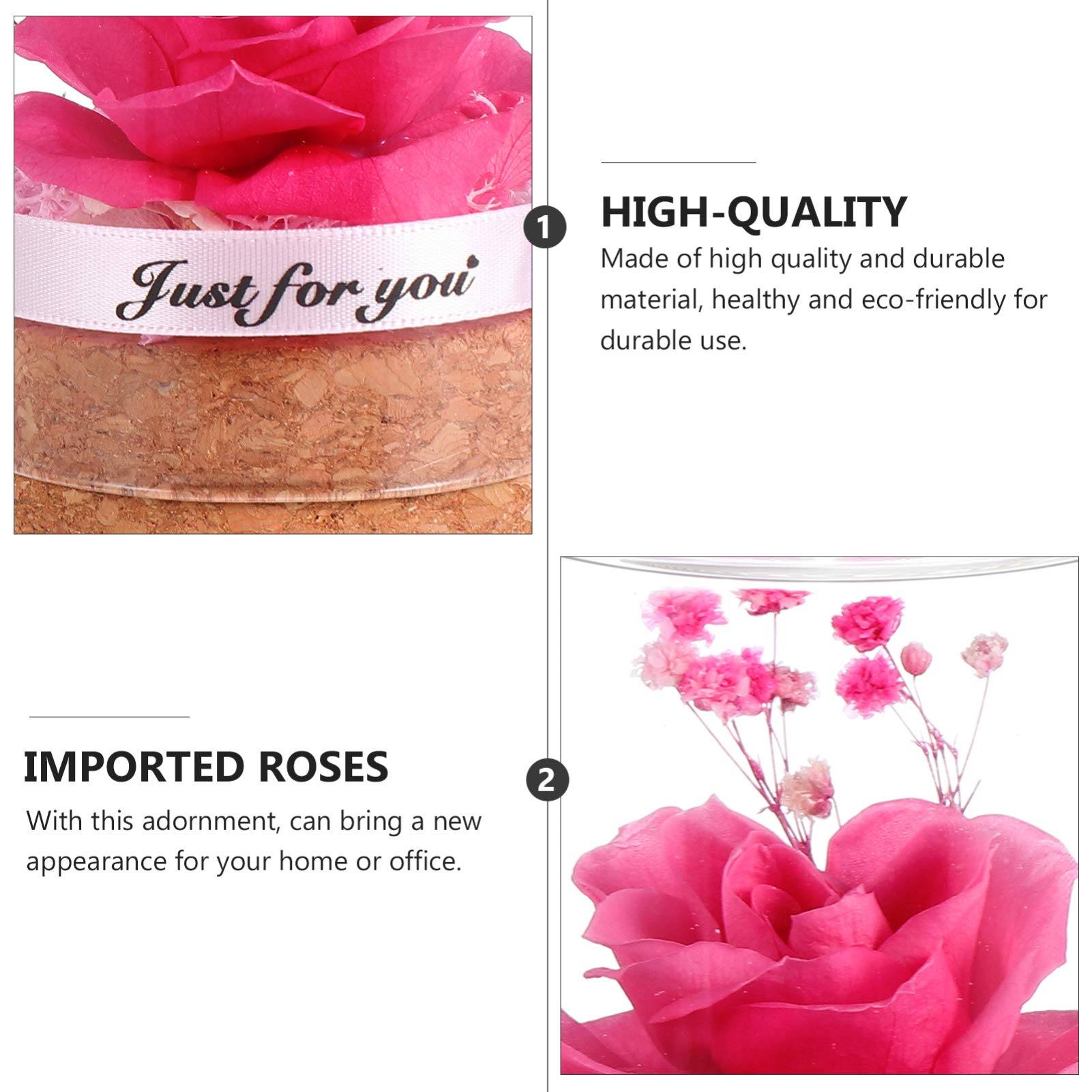 Preserved Flower In Glass Dome Everlasting Forever Handmade Flower Artificial Flower Bonquets Valentines Day Gifts Pink - Image 4