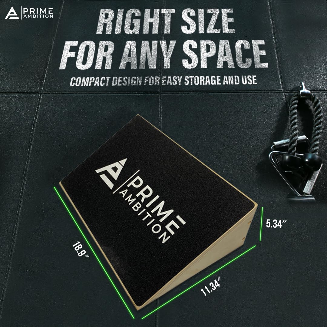 Prime Ambition Slant Board – Rutschfestes Trainingsbrett Mit 25° Neigung, Für Waden- & Knieübungen, Bis 453,6 Kg Belastbar