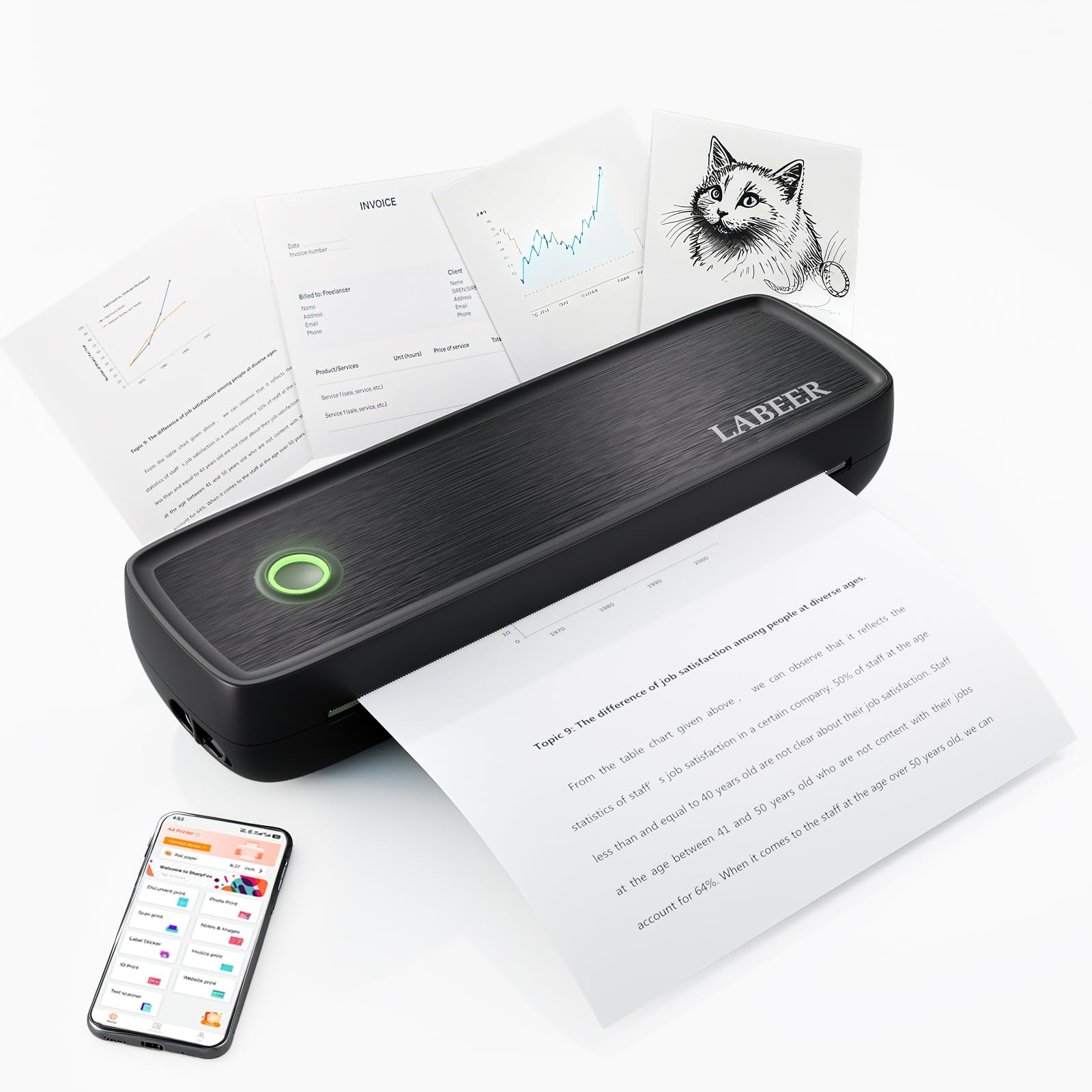 Labeer Inkless Portable Printer for Travel, Wireless Bluetooth Thermal Printer Supports 8.5" x 11" US Letter & A4 Paper, Compatible with iOS, Android, Laptop & PC for Office, Home, Car (Black)-image-39