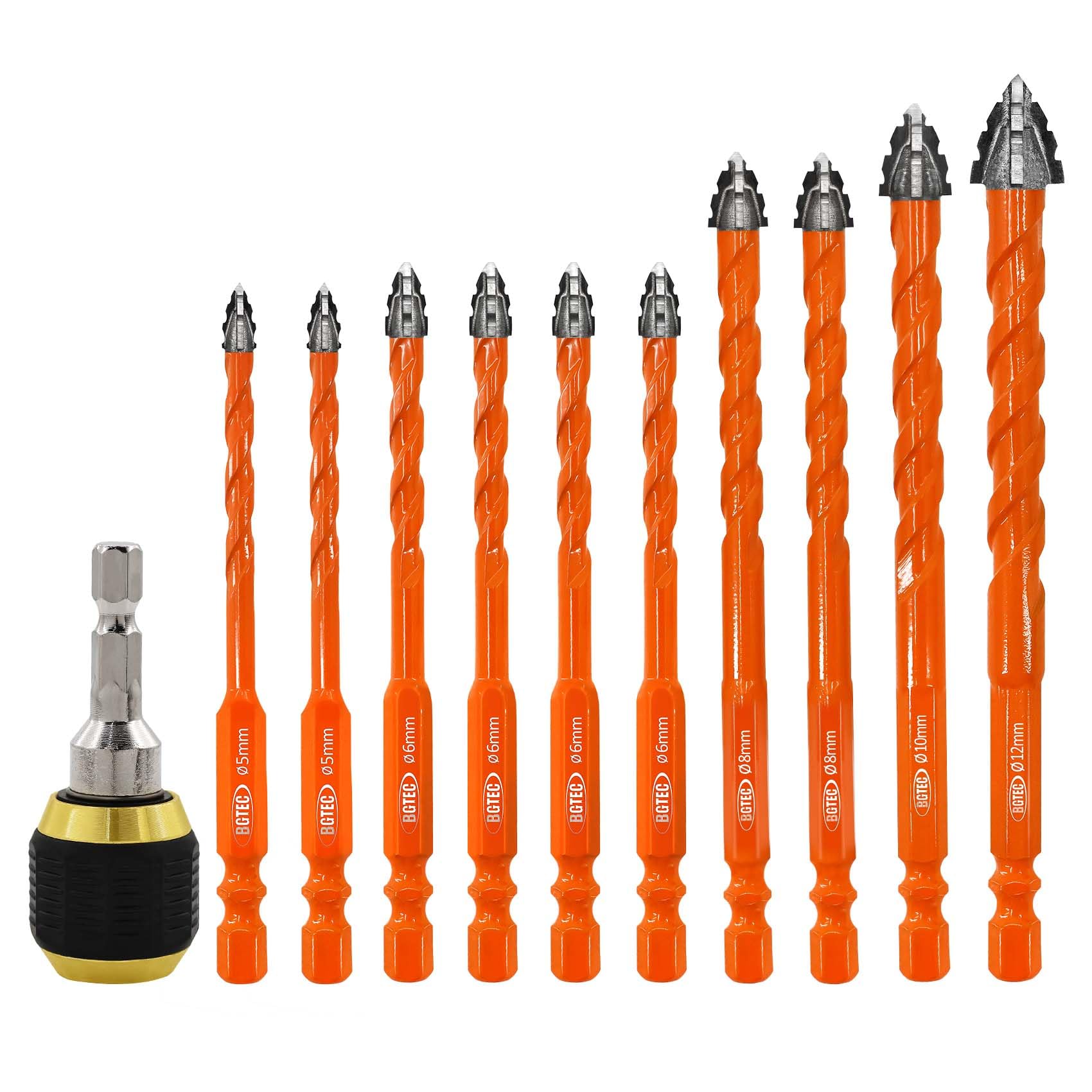BGTEC Serrated Carbide Masonry Drill Bit Set