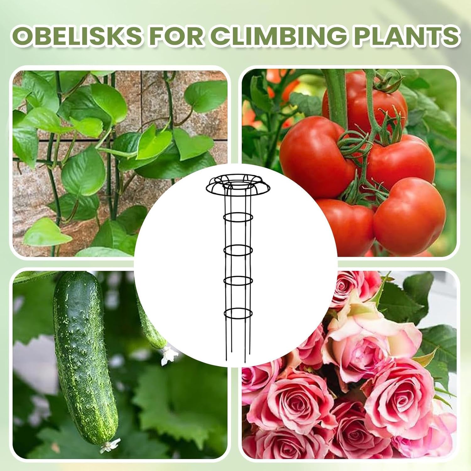 Vertical Garden Trellis,Artistic Landscaping Pole - Potted Plants Umbrella Trellis | for Vines Flowers Pea Bean Tomato Clematis Window Sill Balcony Courtyard