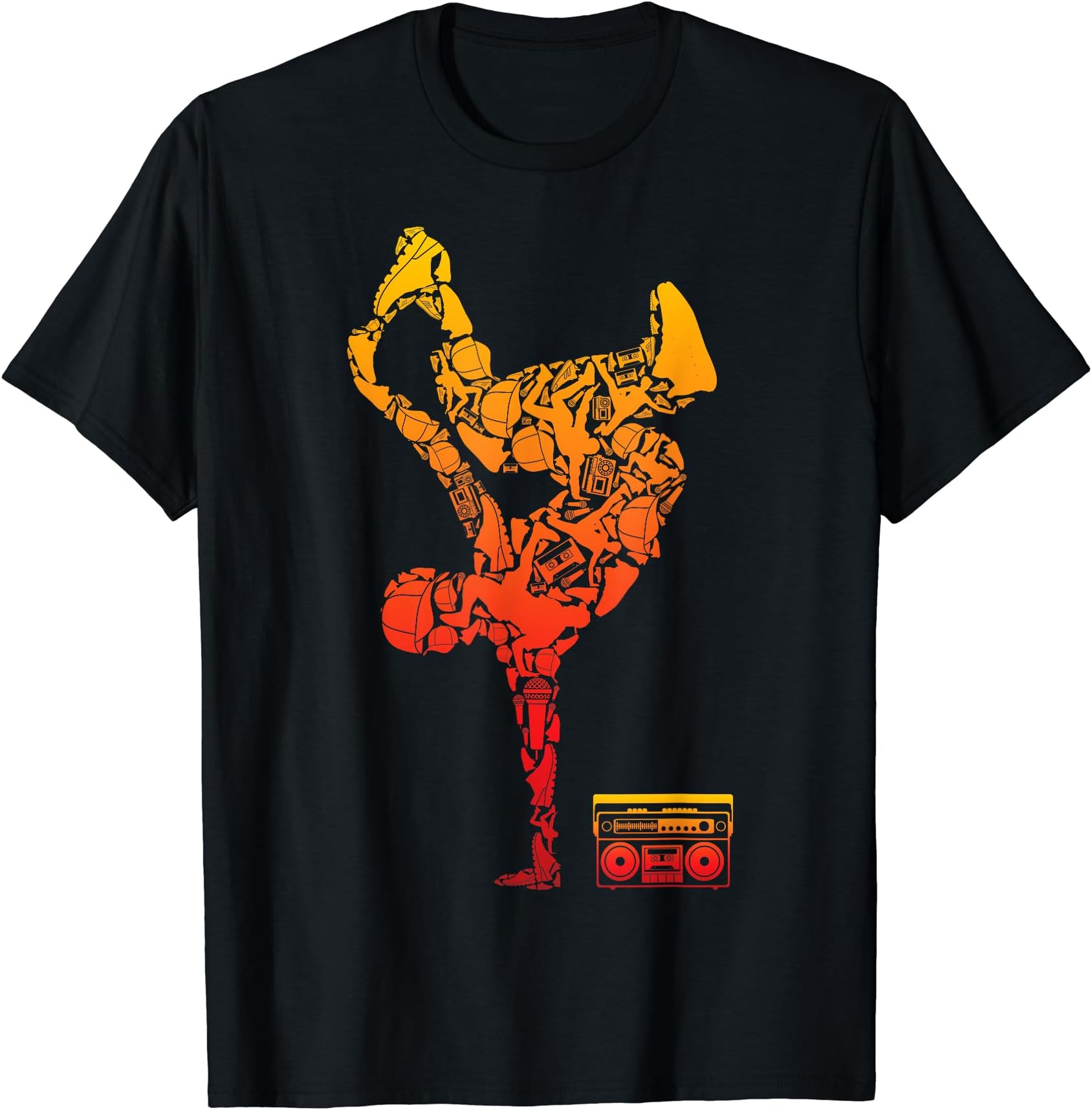 Breakdance Breaker Boombox ApparelBreakdancing Boombox One Hand Freeze Hip-hop Breaking T-ShirtOEKO-TEX STANDARD 100