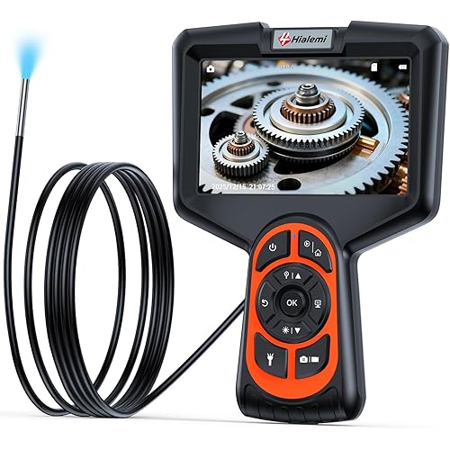 3.9mm Borescope, 5" IPS Screen 1080P Endoscope Camera with Light, Inspection Camera, 5FT Semi-Rigid Snake, IP67 Waterproof Industrial Borescope for Automotive Engine Aircraft Mechanic Tools