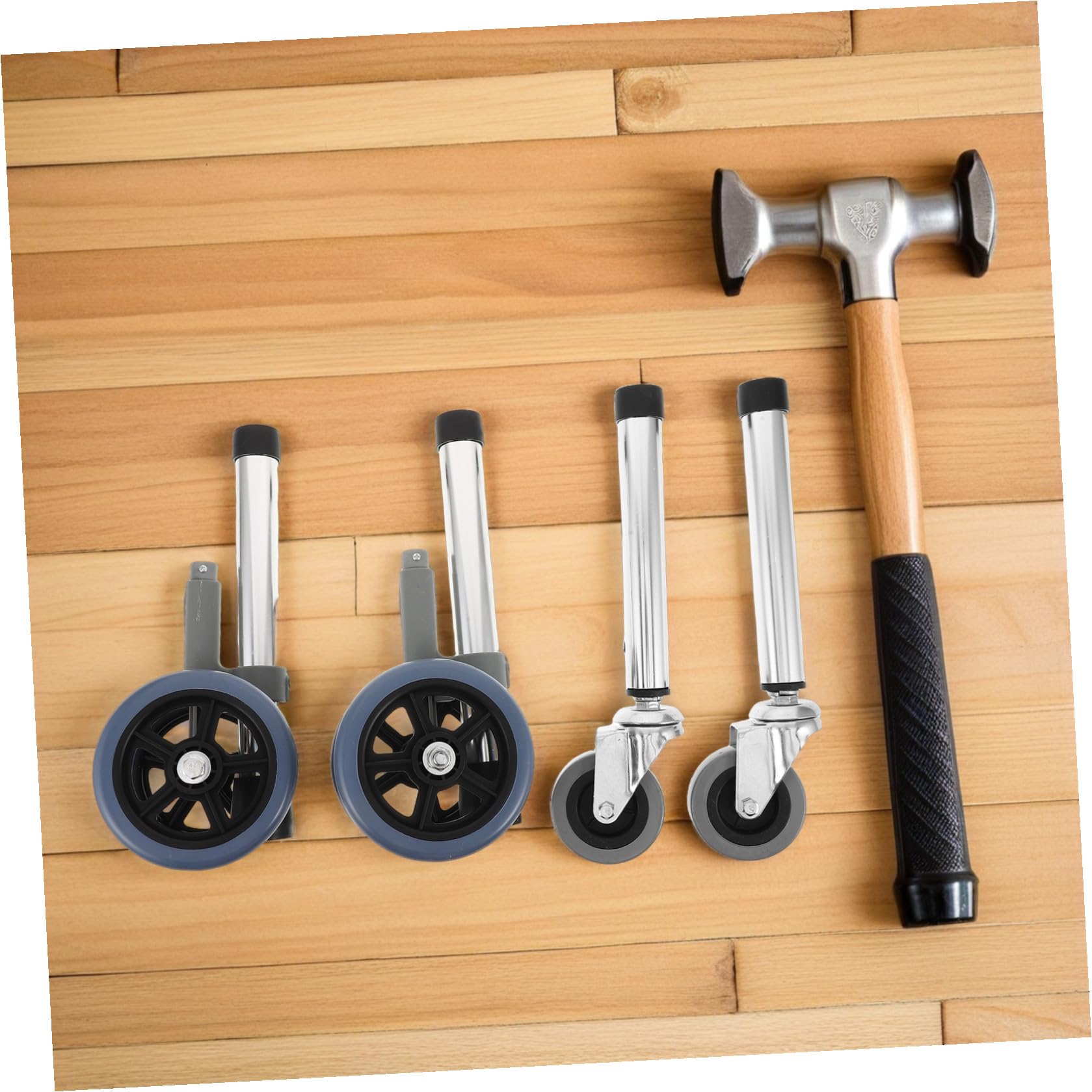 Toyvian Ruedas de Repuesto de Aleación de Aluminio y Goma para Andador y Silla de Ruedas con Freno, Diseño Antideslizante Paquete de 2 Pares para Uso Interior y Exterior