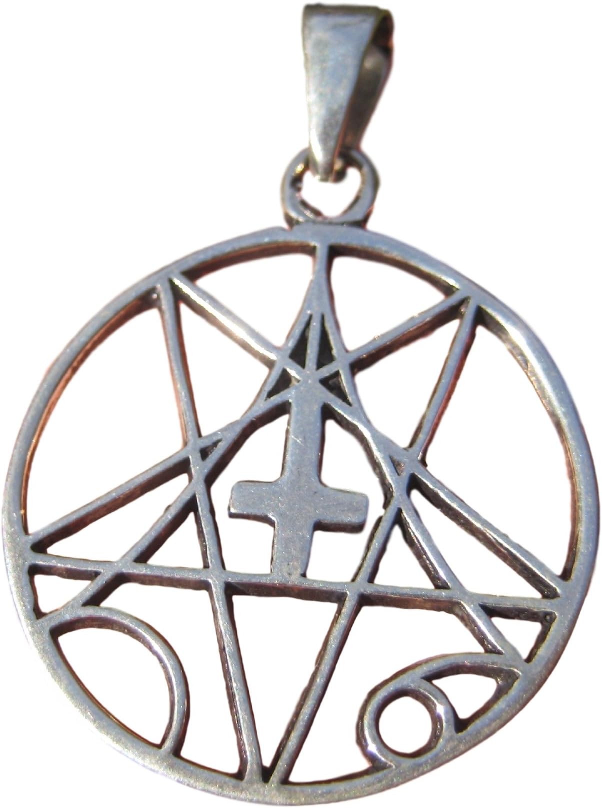 925 Silver Pentacle Inverted Cross Pentagram Magic Witch Goth Gothic Pendant Necklace A12