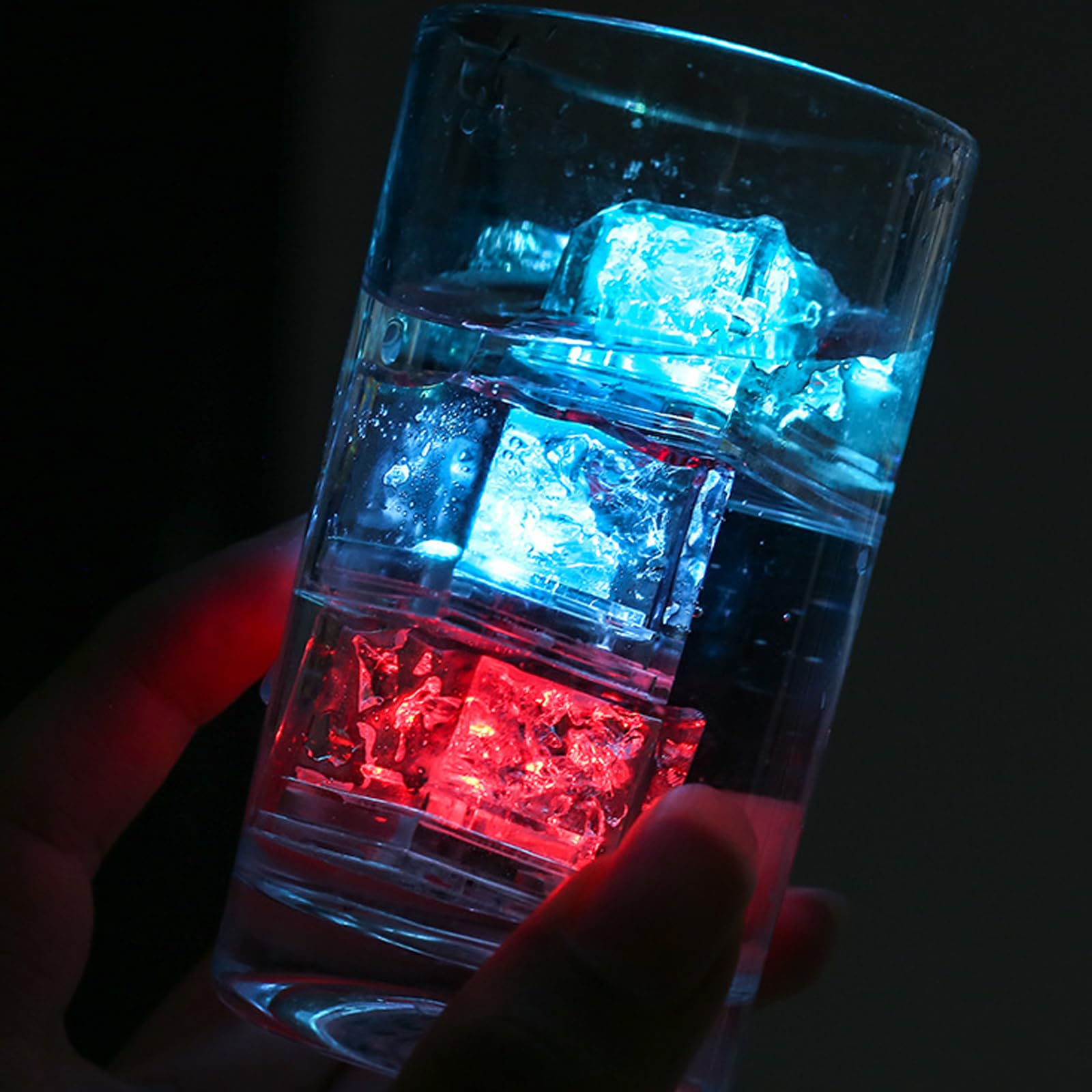 Lhdfyqt 12 Pièces Lumière LED Glaçons, Glaçons Lumineux, Glaçons Lumineux Multicolore LED, Glaçons LED Pour Boissons, Bac à Glaçons à LED, Jouets De Bain, Pour Les Anniversaires, Mariages, Party