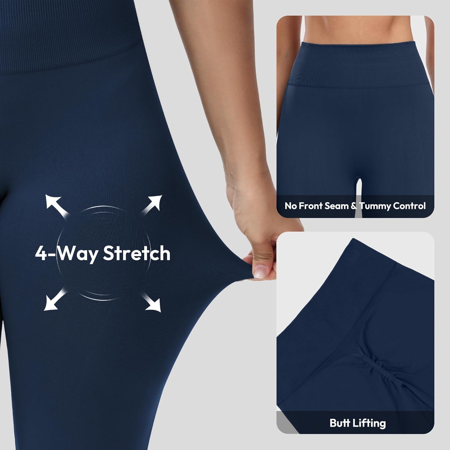 Tall Women's Workout Leggings 32"/34"/36" Inseam Seamless High Waist Tummy Control Scrunch Gym Athletic Yoga Pants - Image 4