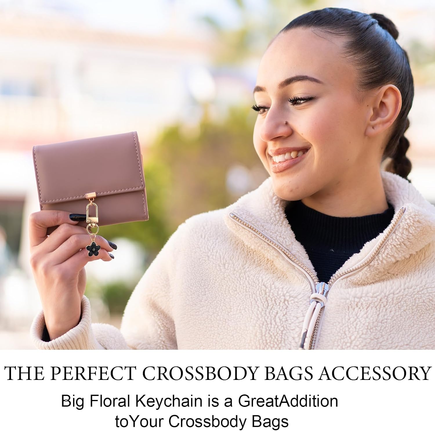 Cute Flower Keychain for Women, 6 Pcs Aesthetic Keychains Purse Charms Zipper Pull Charm Handbag Charms Bag Charms for Handbags Backpack Purse Accessories Car Keys Birthday Valentine Day Gifts