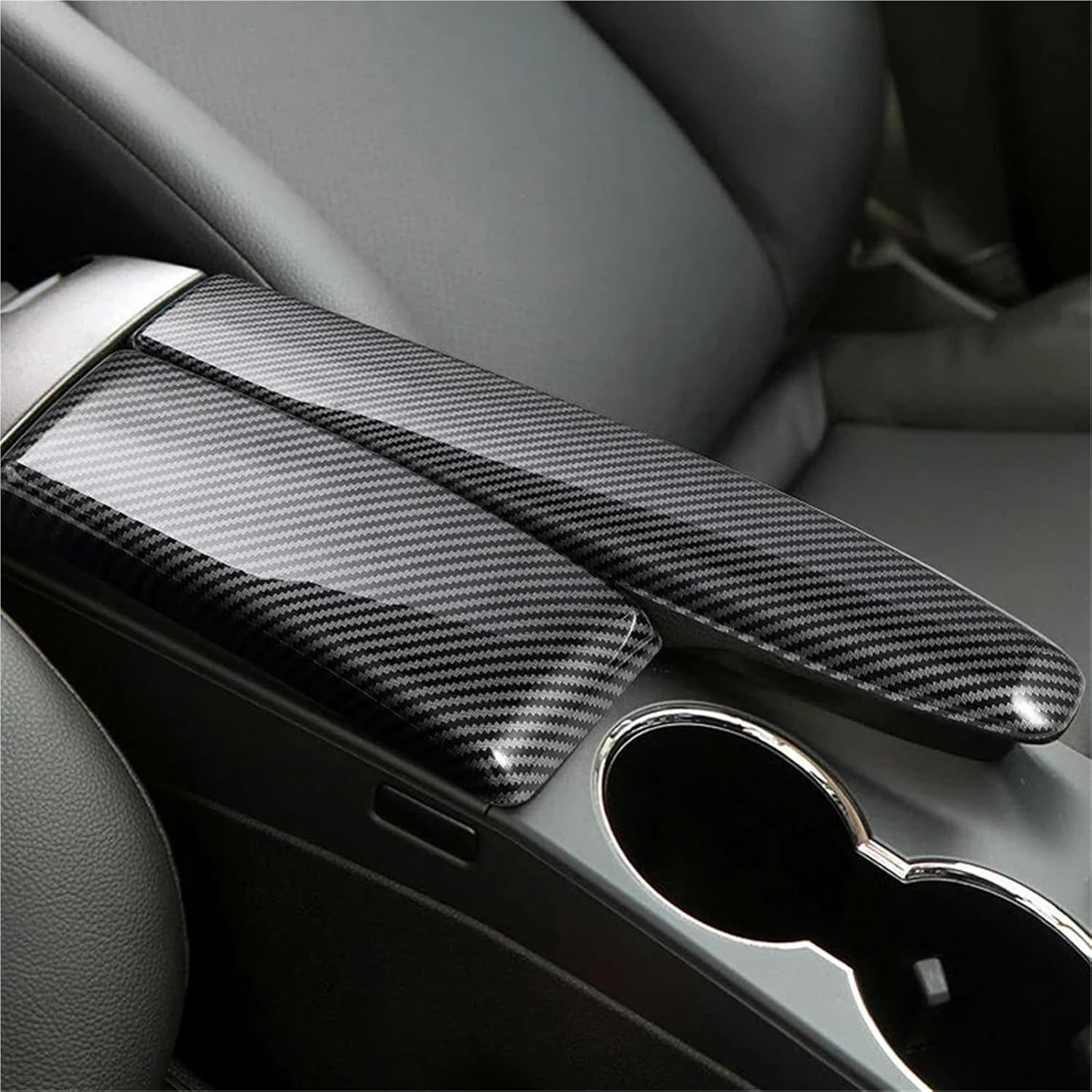 Compatible with Mercedes Benz C Class W204 GLK X204 Car Stickers Stowing Tidying Armrest Box Panel Carbon Fiber Cover Interior Accessories(Bight Black LHD)