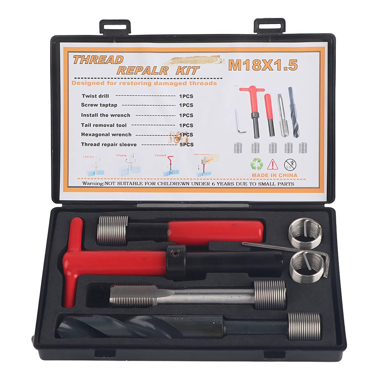 M18 x 1,5 - Set di riparazione filettatura per auto, in acciaio INOX