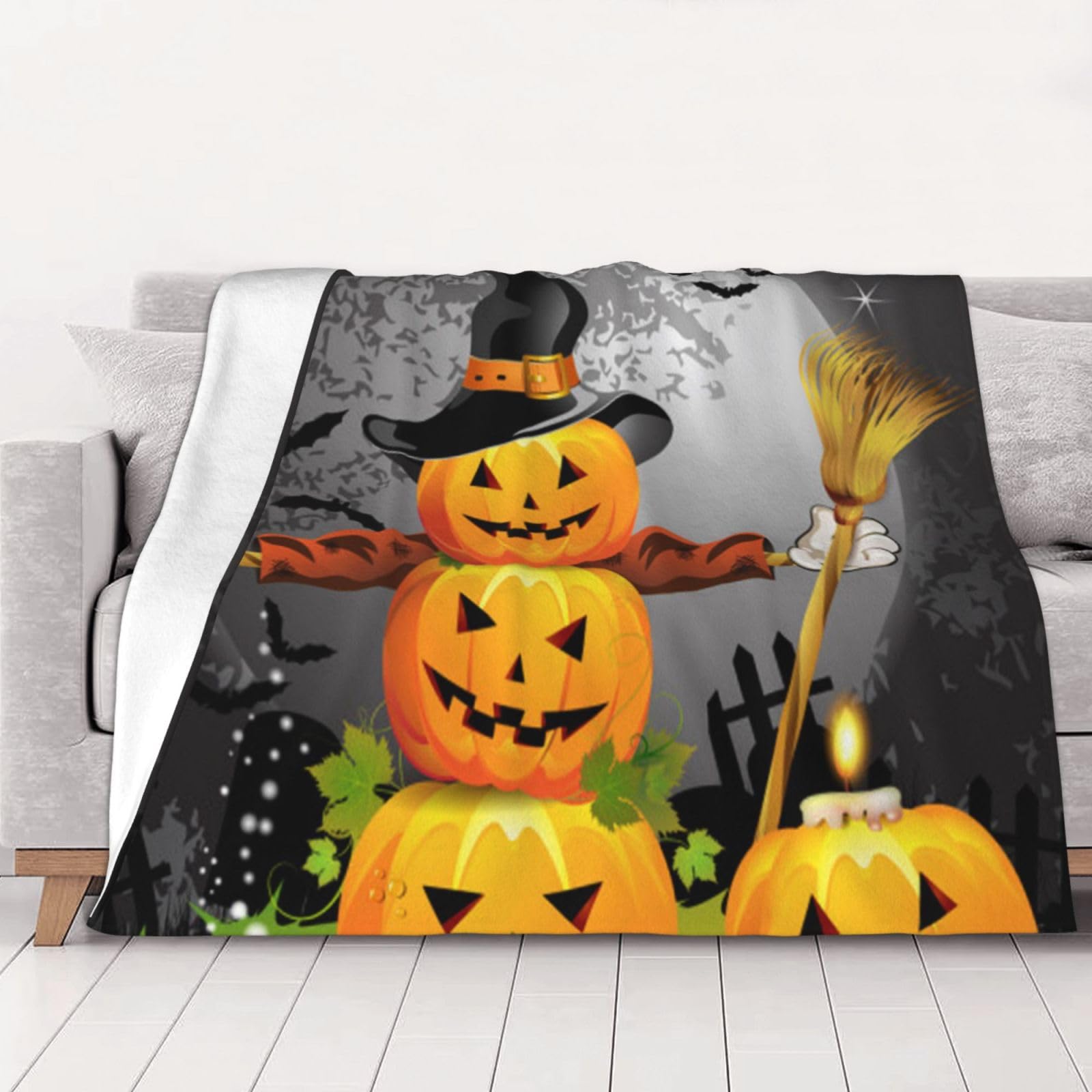 AUBKFELD Halloween Printed Flannel Blanket 125x100 CM, Soft & Warm Throw Blanket for Sofa/Couch/Bed/Car, Gifts for Audlts Women Men