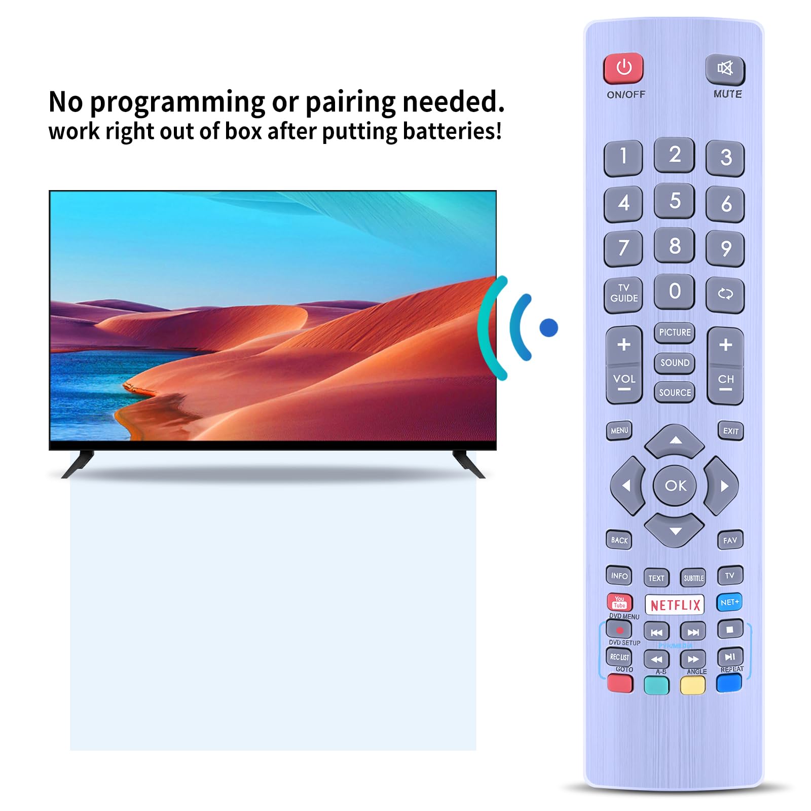 HelloCreate Télécommande De Rechange Compatible Avec Sharp Aquos DH1901091551 SHWRMC0115