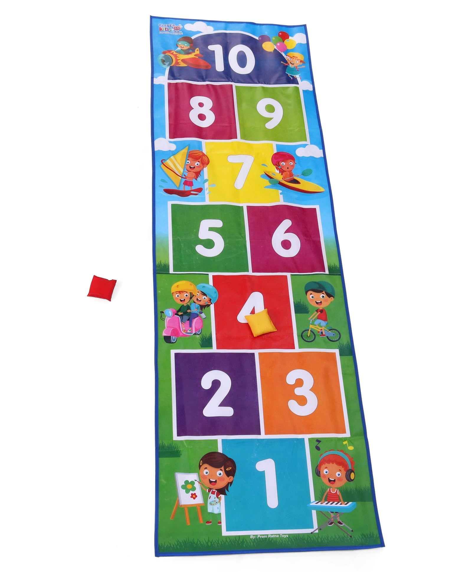 Lefan Jumbo Play Numerical Floor Games,Kids Adults Family Game, Child Learning Chalk Game,Hand and Feet Hopscotch and Count and Jump Floor Games Traditional Playground Game