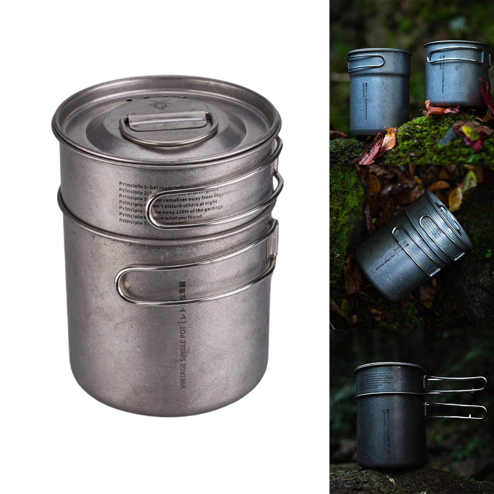 Outdoor Folding Camping Cookware Stainless Steels Outdoor Camping Pan Picnics Pots Set for Outdoor Hiking Backpacking