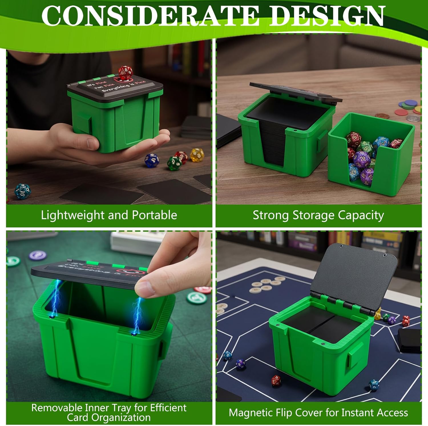 Soulchen Deck Storage Box Compatible with MTG Accessories Trading Card Storage Box Dumpster Desk Accessories with Inner Tray Holds 100+ Cards 3D Printed TCG Cards Case Card Game Fans Gift