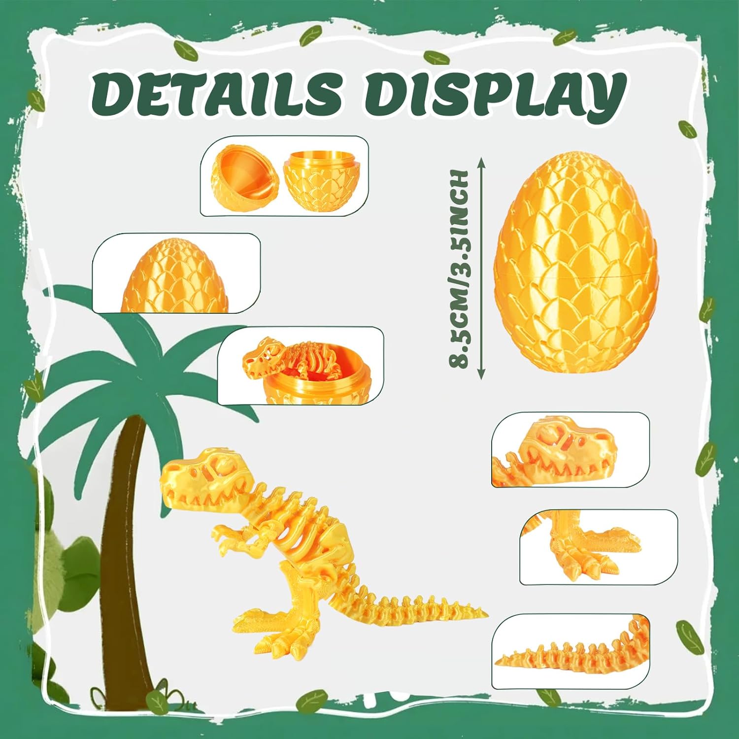 OKYUK 9PCS 3D Printed Dragon Egg Toy, 3D Easter Eggs with Rockery & Trees, Fidget Dinosaur Toys, Cool Stuff Fun Easter Decorations Gifts for Adults Teens Boy, Desk Decor&Collectible