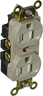 Hubbell HBL5252GY Duplex Receptacle, Industrial Grade, 15 amp, 125V, 5-15R, Gray