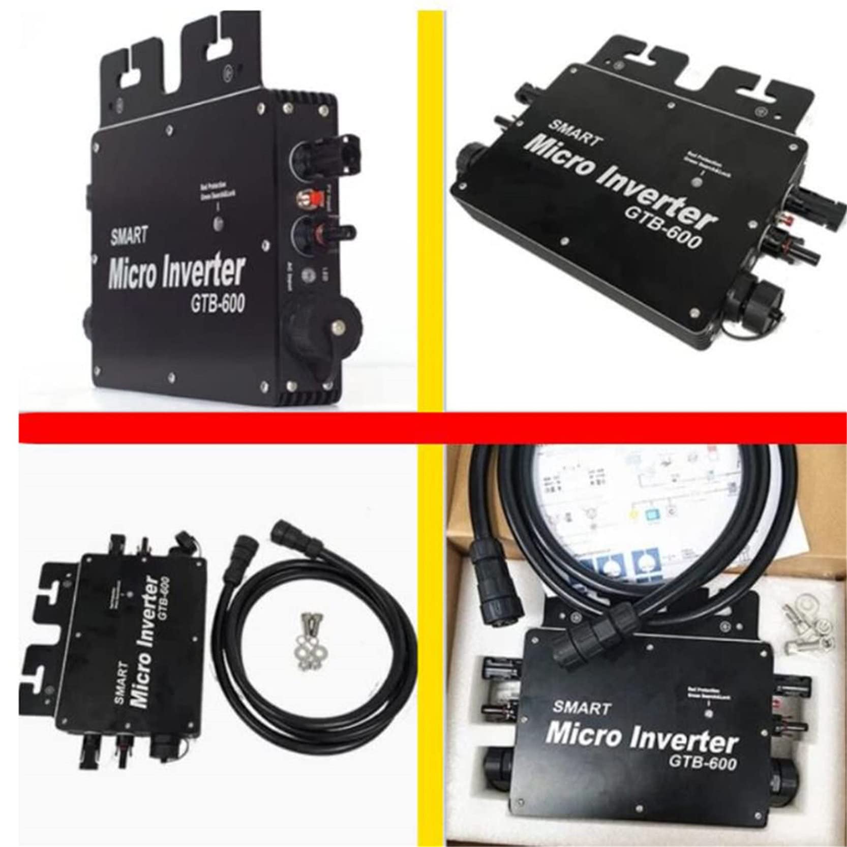 Micro onduleur Solaire connecté au réseau, WVC-400W, 600W, 700W, 800W MPPT Onduleur Solaire étanche, contrôle WiFi 120V 230V Micro-onduleur de Puissance d'identification Automatique,600W