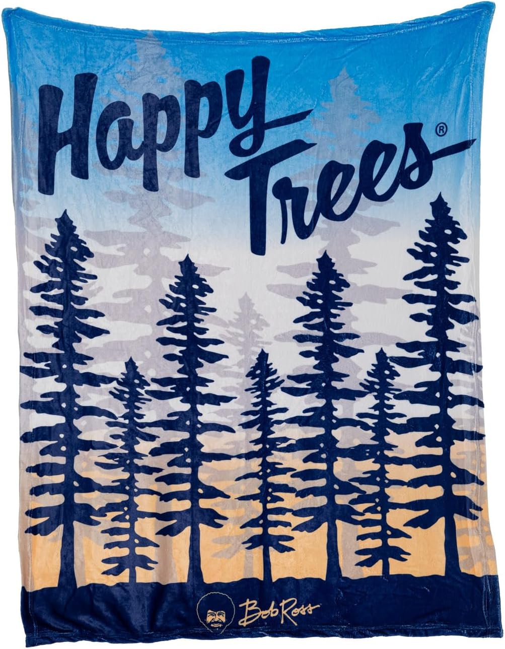 Calhoun Bob Ross Happy Trees Plush Flannel Blanket - 50" x 60" Cozy Throw Blanket