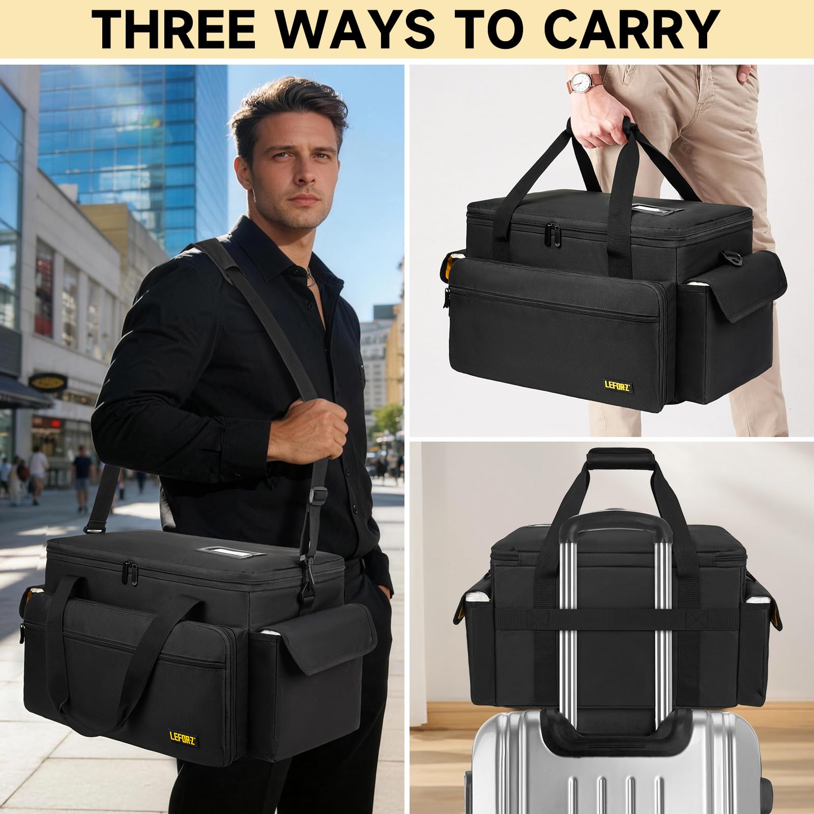 DJ-Equipment-Tasche mit 5 herausnehmbaren Trennwänden,DJ-Kabeltasche mit Fächern für Laptop und Mikrofon,Reise-Organizer-Tasche für DJ-Equipment,Musiker,Profis und DJ-Zubehör (47 x 29 x 28 cm)