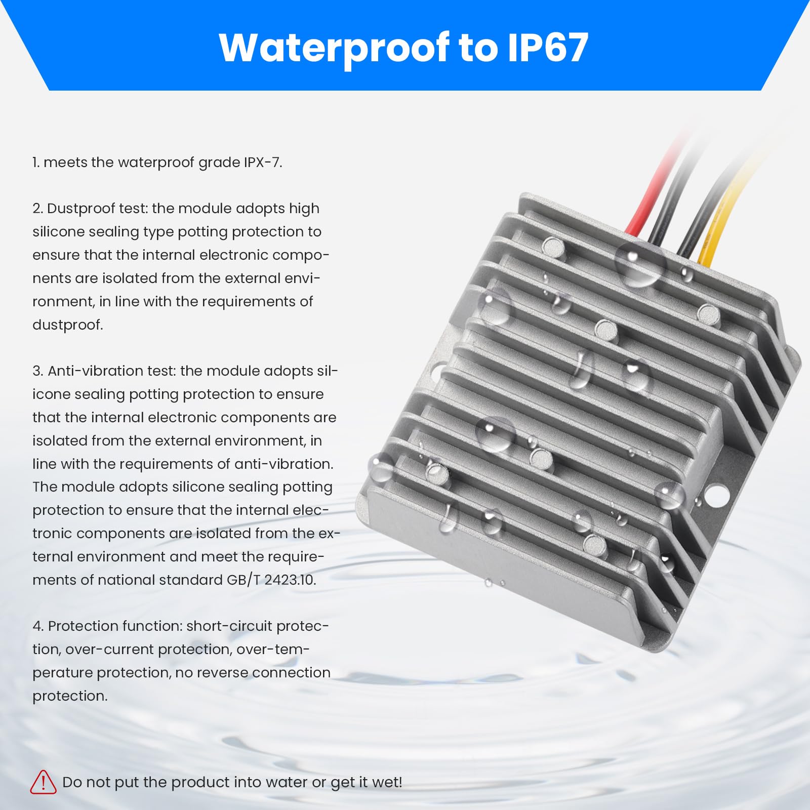 Convertidor de Voltaje DC/DC 12V a 48V 5A 240W Elevador de Tensión Impermeable IP67