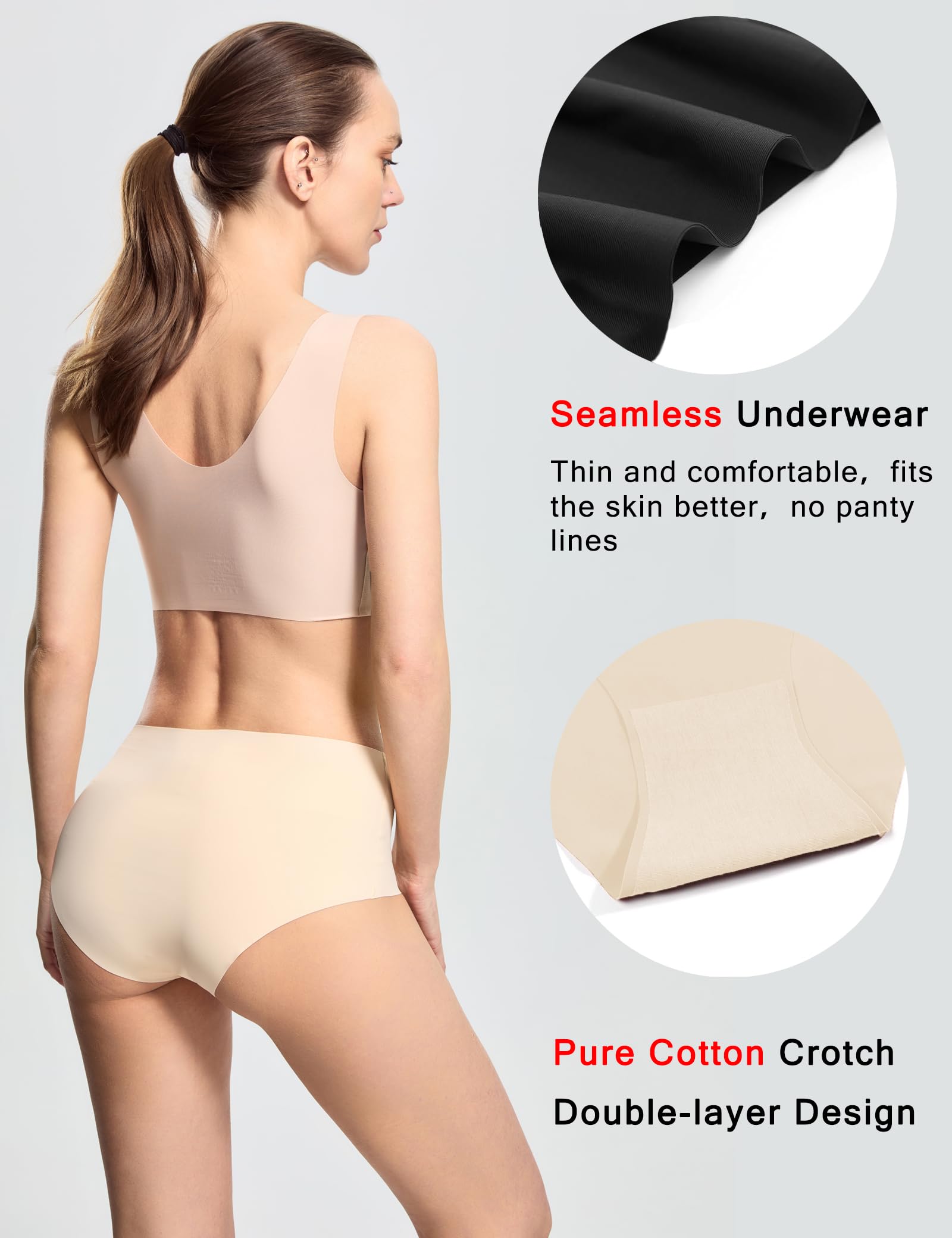 Donppa Mutande Donna Invisibile Slip a Vita Bassa Media Senza Cuciture Mutande Elastico Brief Femminili Pantaloncini Pacco da 3/5