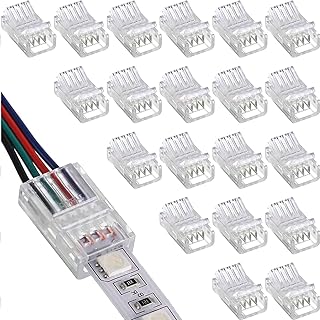 🎁 FREEBIE: RUNCCI-YUN 20 x LED Strip Connector 4 Pin 10 mm, LED Strip Cable Connector, Solderless LED Connectors, 4 Pin Quick LED Con…