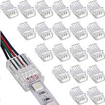 RUNCCI-YUN 20 x LED Strip Connector 4 Pin 10 mm, LED Strip Cable Connector, Solderless LED Connectors, 4 Pin Quick LED Connector for RGB 5050/3528/2835 LED Strip)