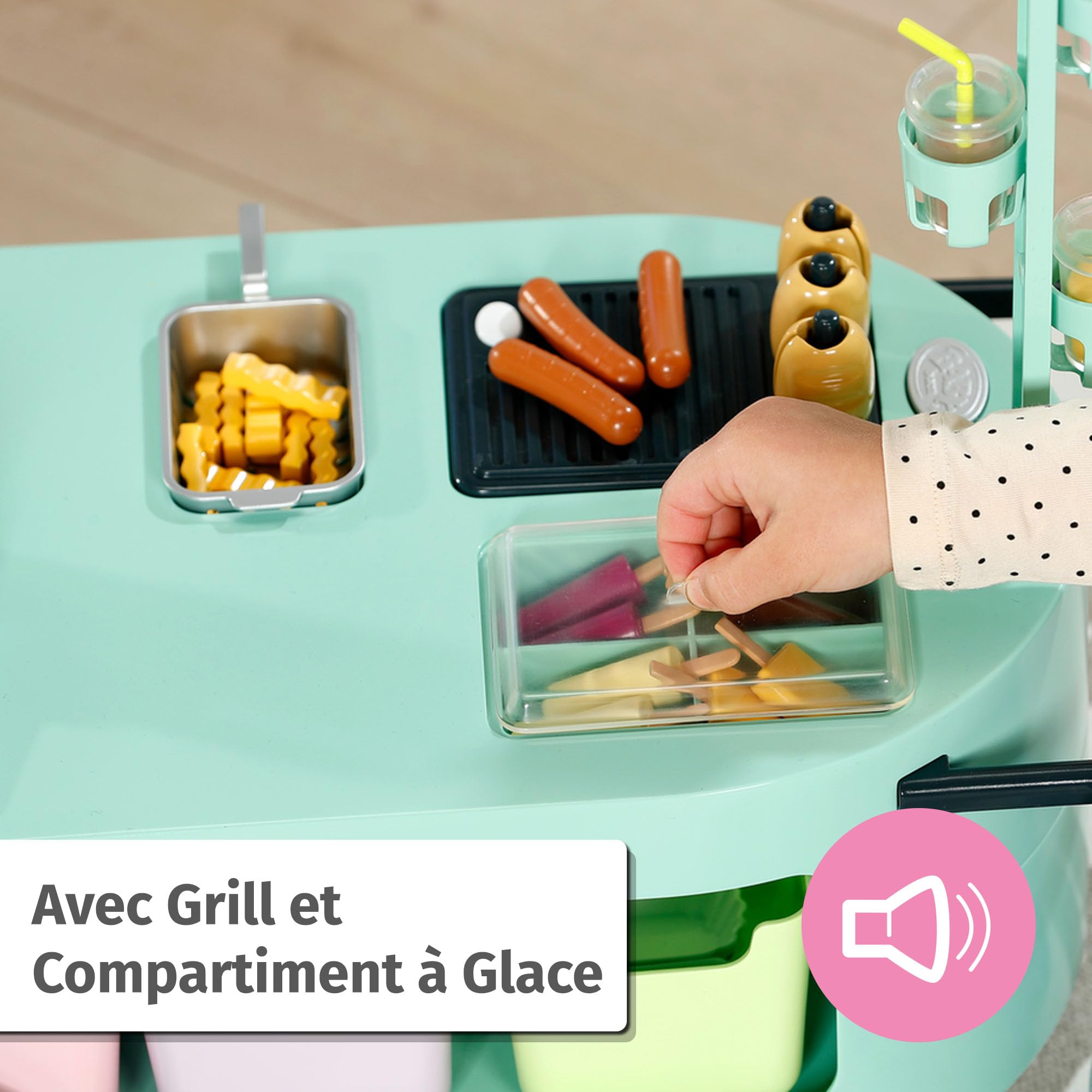 BABY born Snack Shop avec Effets sonores pour poupons 43 cm | Effets sonores, 25 snacks de fast-food, adaptés aux poupons de 43 cm
