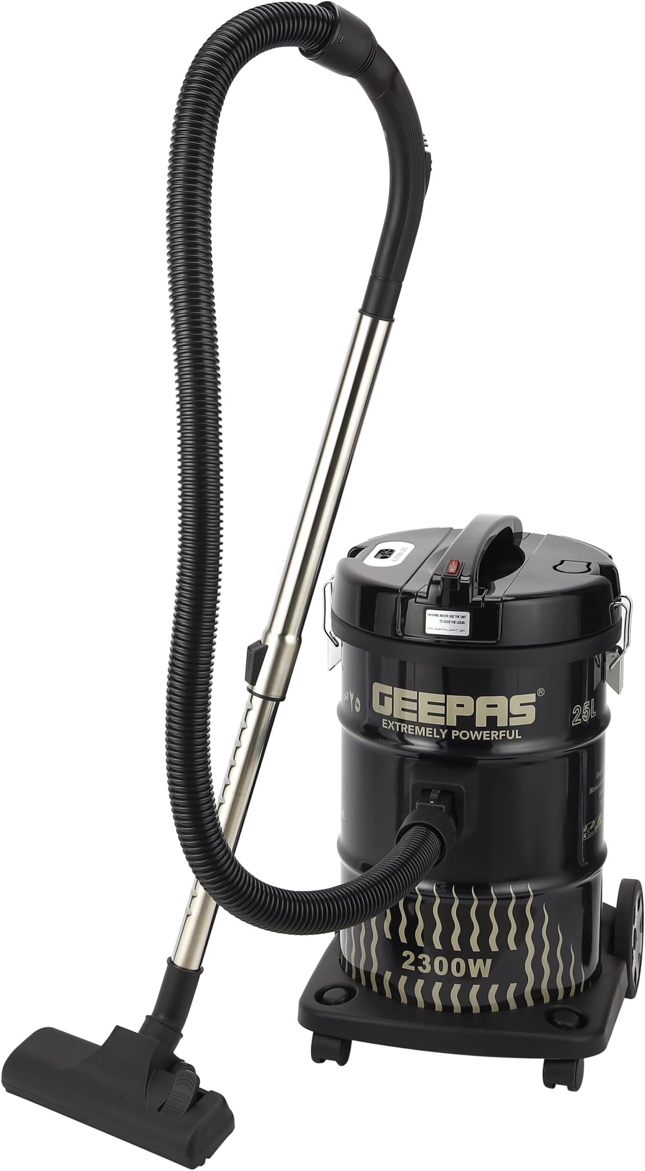 Geepas 21 L Dry and Blow Vacuum Cleaner- GVC2592| 2300W Stainless Steel Drum Tank with Powerful Copper Motor| Comfortable Handle| 2-Year Warranty
