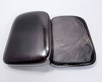 Amazon | 硯石 端渓硯 老坑 自然両面彫刻硯 4.0吋 （130×100