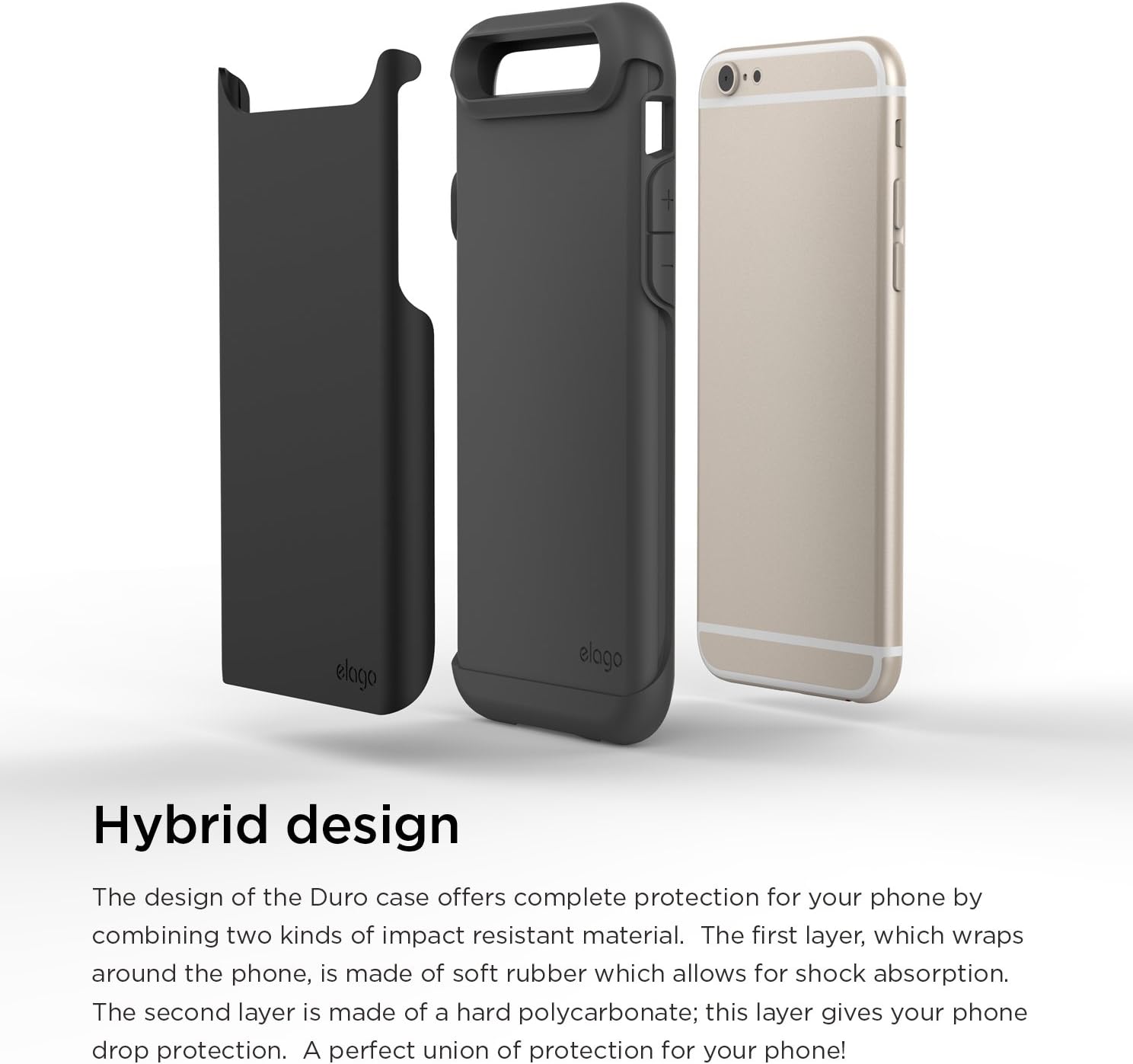 elago iPhone 6S Case, [Duro][Dark Grey/Matte Black] - [Premium Armor][Heavy Shock Absorption][Dual Layers] – for iPhone 6/6S