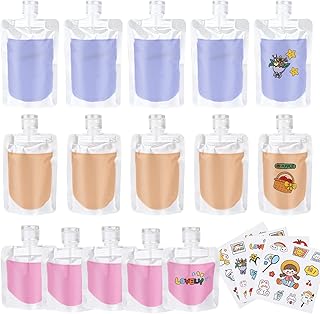 15 Pack Travel Pouches for Toiletries, Portable Fluid Packing Bags 30ML/50ML/100ML,Refillable Squeeze Pouches for Shampoo Conditioner Lotion Soap