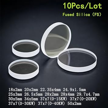 DMK 10Pcs Fiber Laser Protection Lens 18x2 20x2 1064nm Laser Welding Lens for WSX/QILIN/OSPRI Optical Fiber Lens 37x7 30x5 27.9x4.1 for Raytools/Precitec Laser Cutting Head (25 * 2)