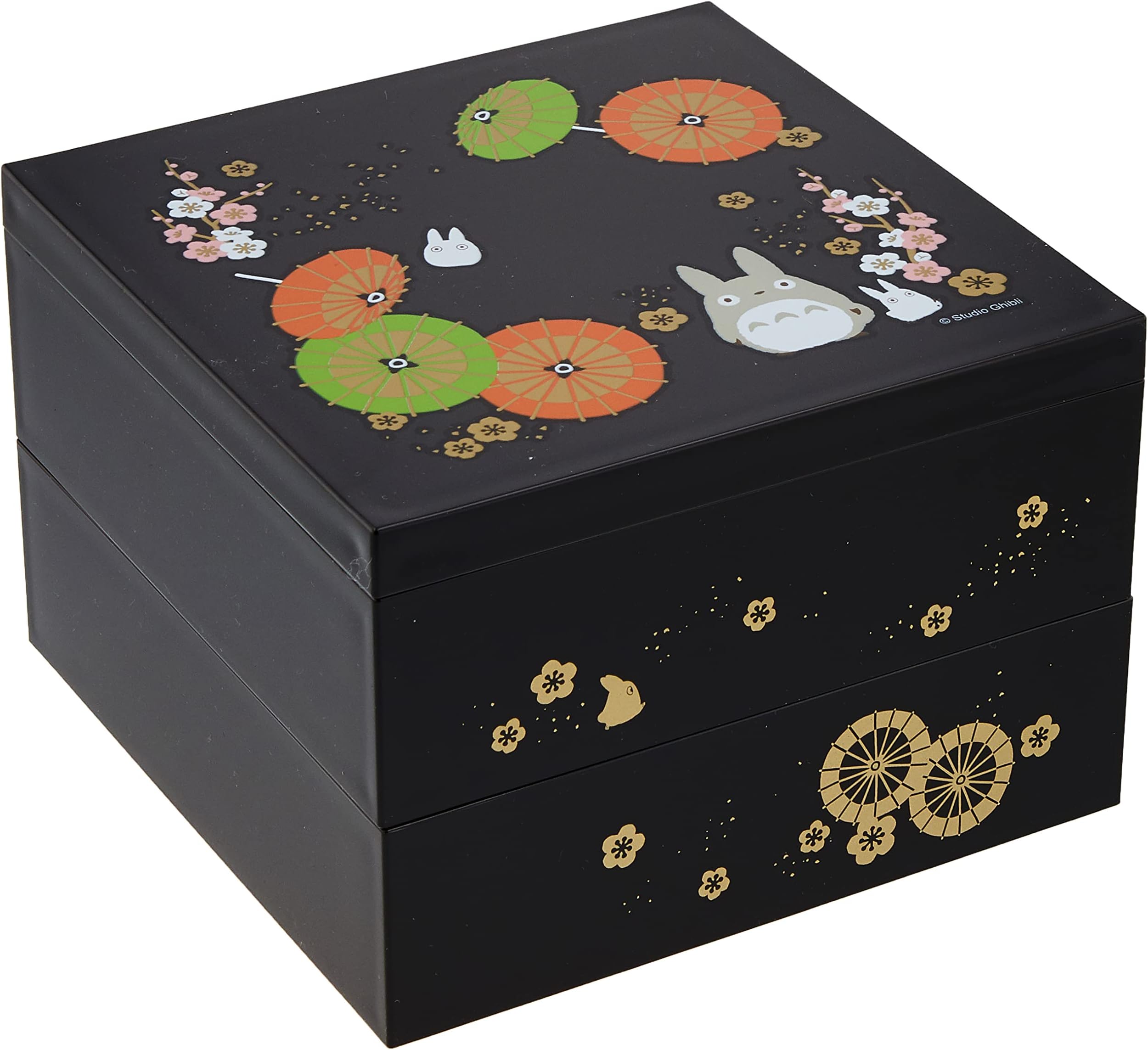 Studio Ghibli - My Neighbor Totoro - Totoro, Skater Traditional Japanese Lacquer Ware - 2 Tier Bento Box