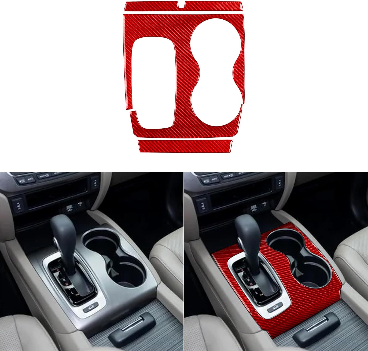 Real Carbon Fiber Compatible with Honda Pilot 2016 2017 2018 Ridgeline 2017 2018 2019 2020 Car Driver Side Dashboard Kit Frame Trim Auto Interior Accessories Decals 6PCS Red