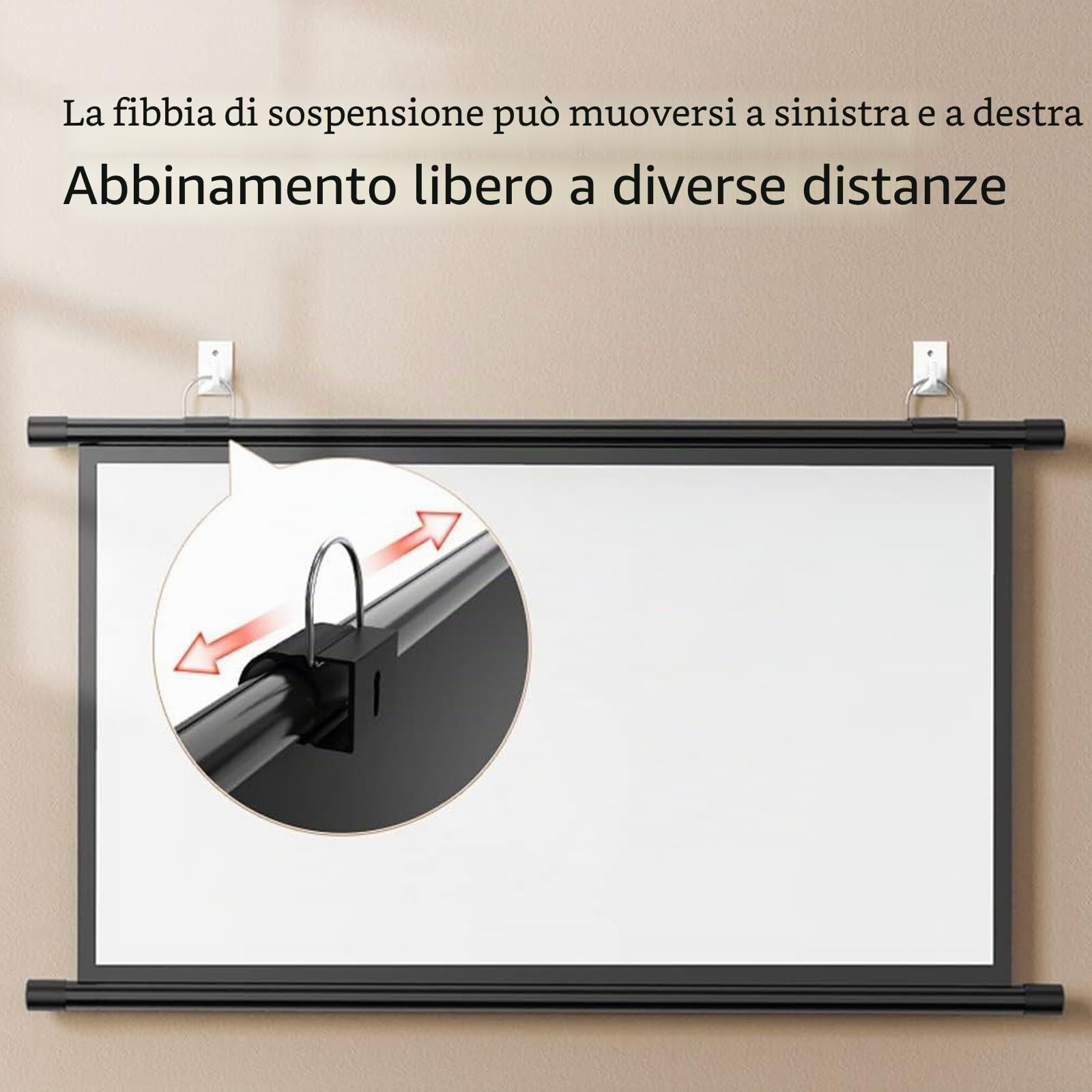 Schermo Di Proiezione Avvolgibile Manuale, Telo for Proiettore Avvolgibile 30-72 Pollici, Ideoproiezione 3D Full HD 4K, Schermo for Proiezione Proiettore Home Cinema Schermo for Tende A Rullo(4:3,50")