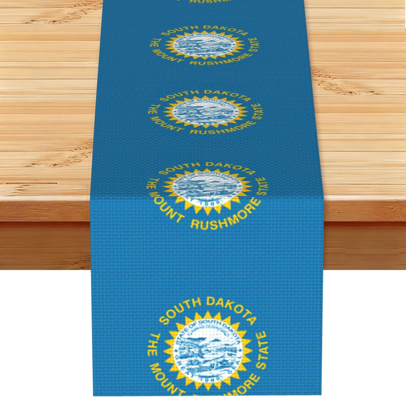 South Dakota Flag Printed Table Runner 13 x 72, Wrinkle Resistant Decor for Dining Table Coffee Table Fireplace