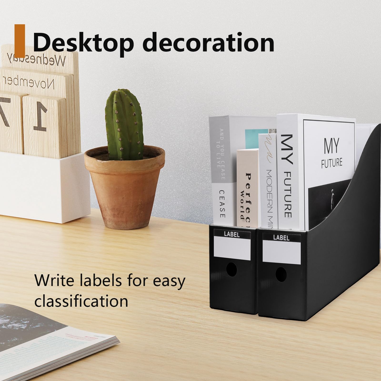 24 Stück schwarze Karton-Zeitschriftenhalter, Zeitschriftenaufbewahrungsboxen, Schreibtisch-Organisation, vertikale Aktenordnerbox für Büro, Klassenzimmer, Zuhause, Schule, 27 x 26 x 9 cm