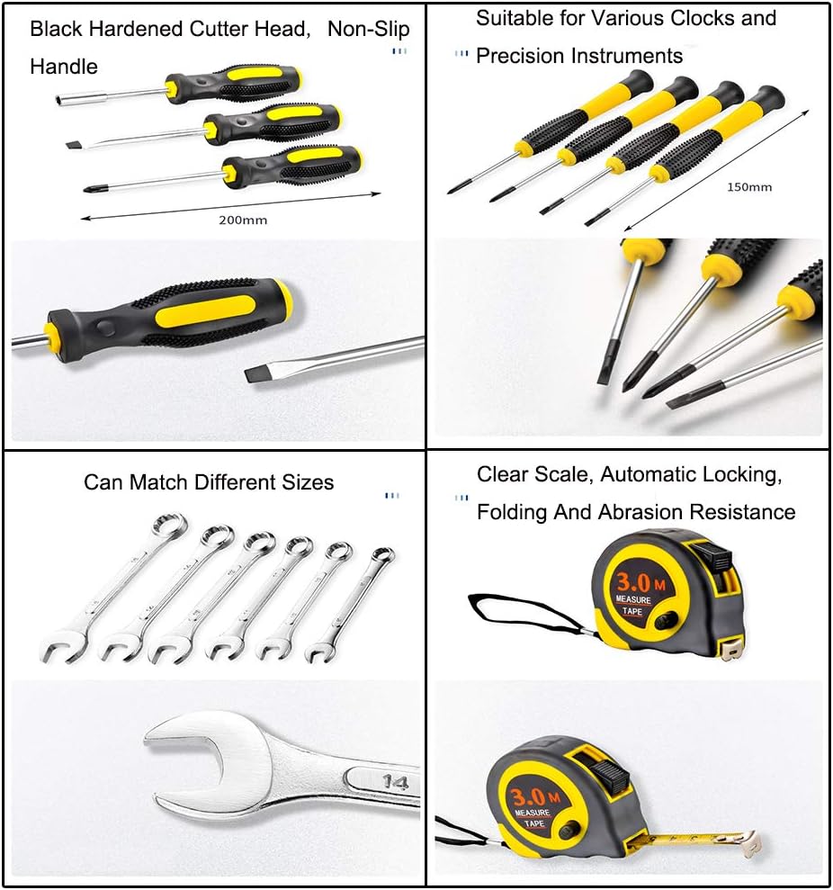 Flash Deals - 70% OFF Tool Kit 128 Pcs Home Basic Tool Kit with Case for Maintenance Including Hammer Socket Wrenches Drills Screwdrivers Ratchet Wrench Knife Tape-measure Voltage-tester Hacksaw Drive sockets and Pliers One-Day Sale: Up to 60% Off Tool Kit 128 Pcs Home Basic Tool Kit with Case for Maintenance Including Hammer Socket Wrenches Drills Screwdrivers Ratchet Wrench Knife Tape-measure Voltage-tester Hacksaw Drive sockets and Pliers
