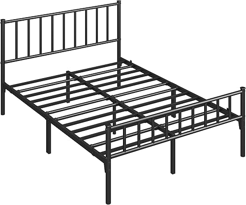 Miniatura 46 de Yaheetech Base de cama individual con plataforma de metal, base de colchón con cabecero y estribo, no necesita somier, almacenamiento debajo de la