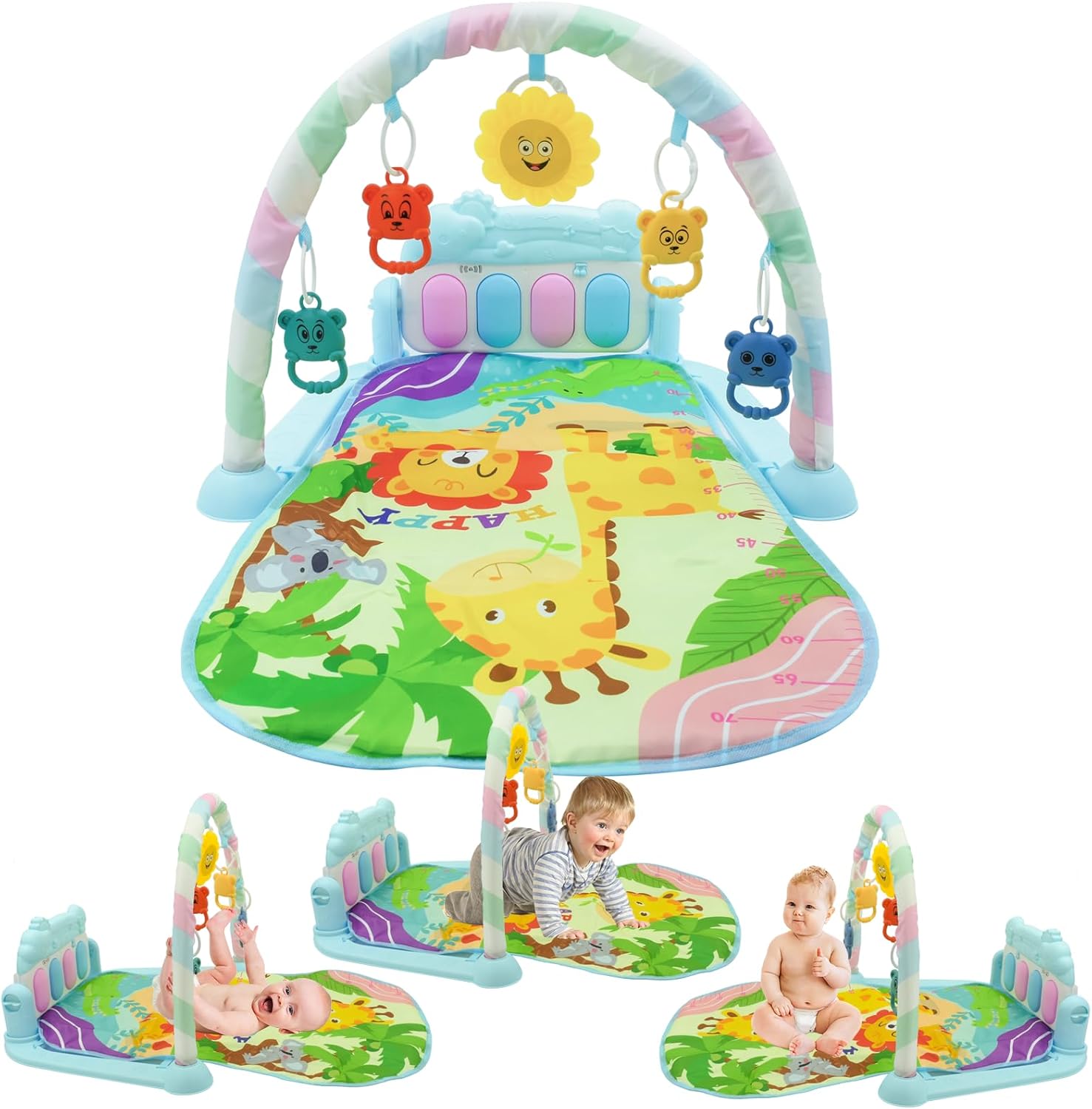 Coriver Baby Play Gym, Baby Piano Play Mat with Music Light, Baby