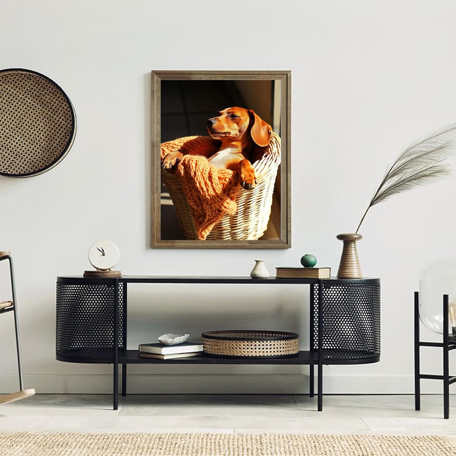 PUAGEMTI DIY Dachshund Diamond Art Kit for Adults, 5D Dog Diamonds Painting Kit Craft Beginner DIY Full Drill Diamond Dots Craft Kits for Home Wall Decor Gifts 12x16 INCH