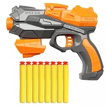 Plastic Toy Gun for Kids, Soft Bullet Gun with 8 Soft Foam Bullets Darts & Plastic Bullets (Multicolor)