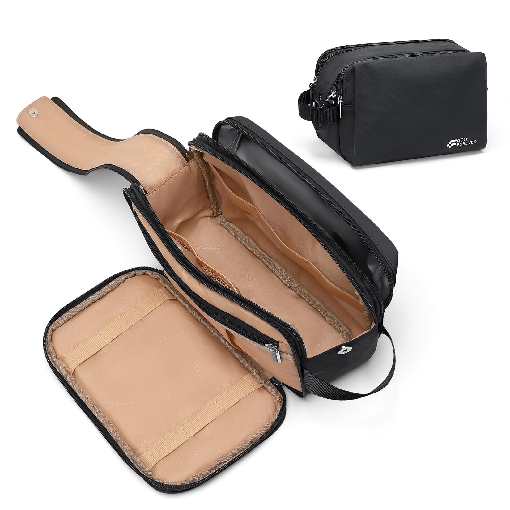 GOLF SUPAGS Neceser para Mujer y Hombre, Bolsa de Afeitado Resistente al Agua, Bolsa de Aseo de Viaje de Gran Capacidad, Accesorios de Viaje, Neceser de Maquillaje para Colgar (Negro)