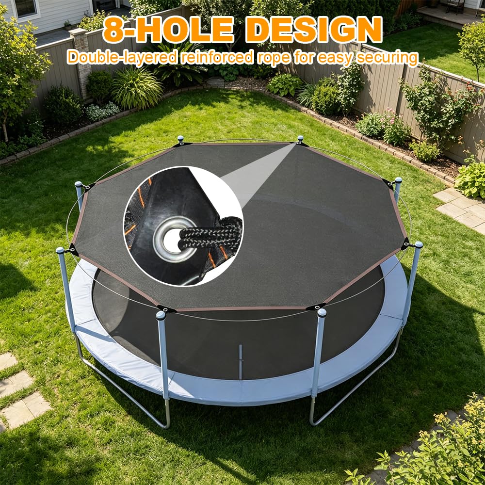 Trampolin Sonnenschutz Abdeckung Ø 305cm, Trampolin Überdachung Abdeckung für 8-Stangen-Trampolin, UV-Beständiges Sonnenschutznetz, Trampolin Zubehör für Outdoor, Hinterhof, Spielplatz