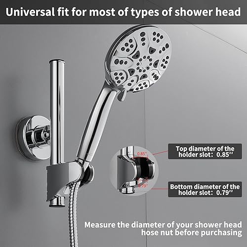 Miniatura 3 de Starensky Soporte para cabezal de ducha de mano con barra deslizante soporte ajustable para cabezal de ducha con ventosa soporte de pared con cromo