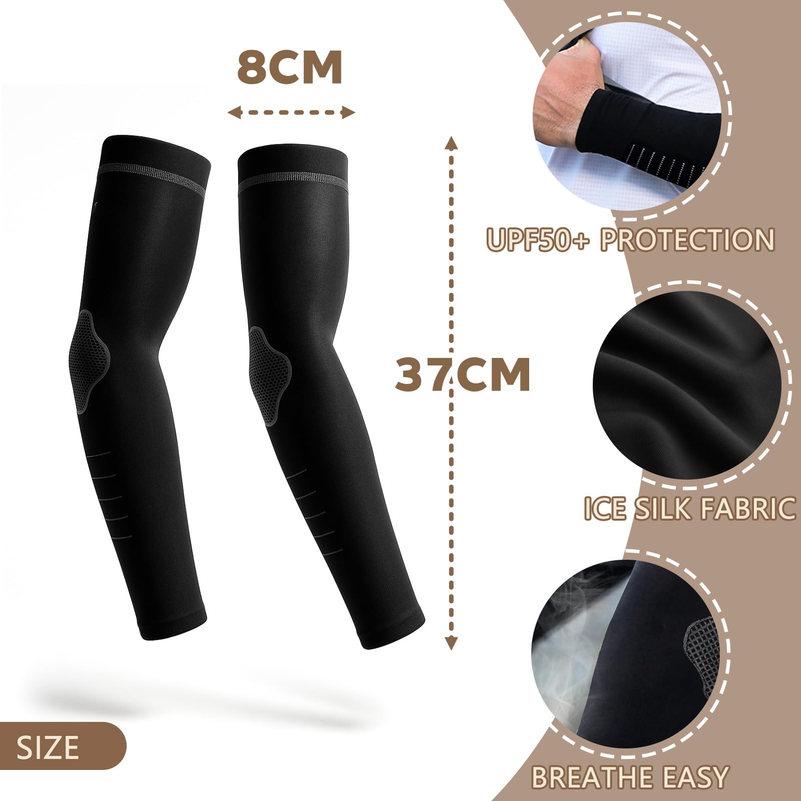 1 pares de brazos de compresión mangas de protección solar para hombre y mujer protección UV protección contra los brazos protección contra el frío UPF 50 calentadores de brazo para golf
